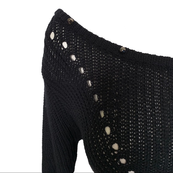 Guess Knit Sheer Black Sweater Sz Medium - Picture 2 of 9